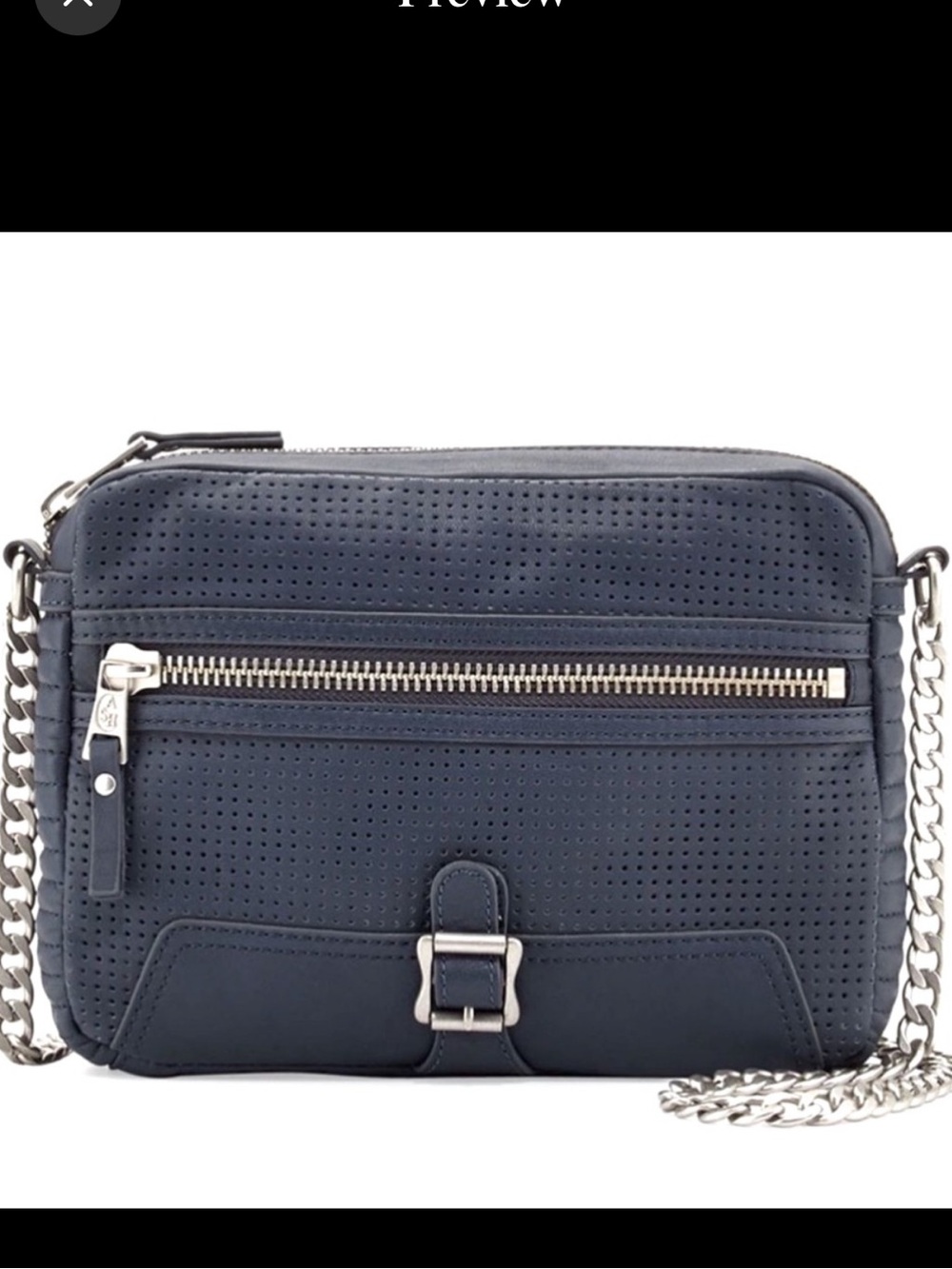 Ash Perforated Leather Chain Strap Riley Crossbody Bag